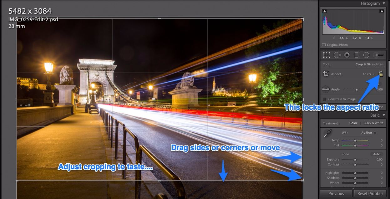 Lightroom cropping tool