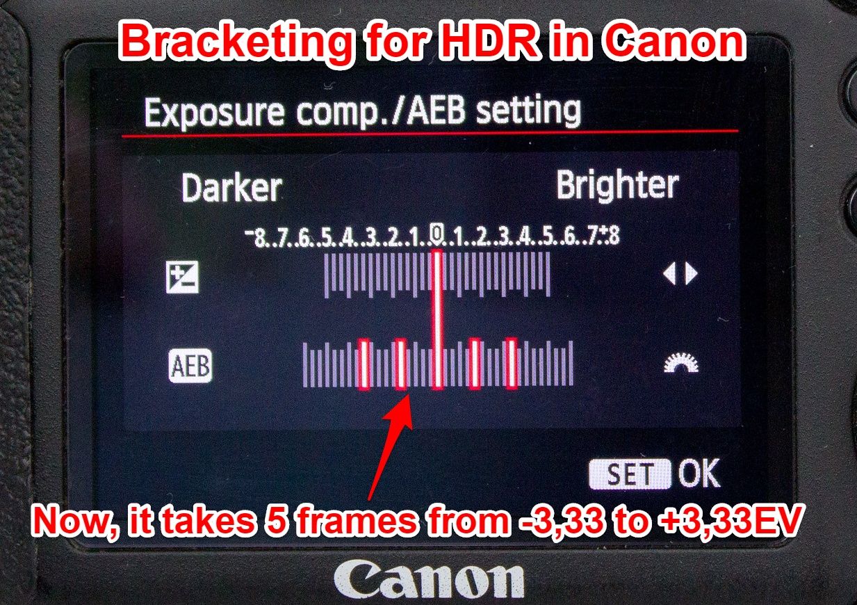 Canon 6D exposure bracketing 5 shots