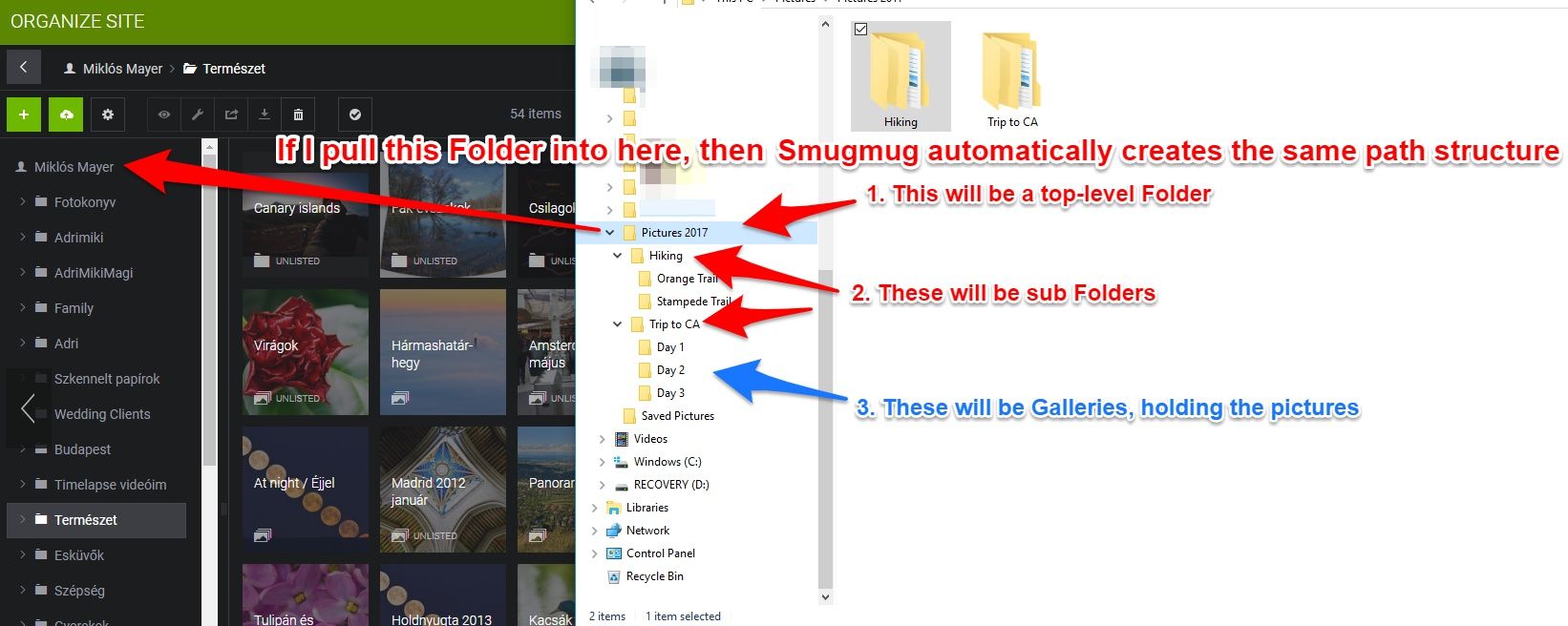 Smugmug upload whole folders