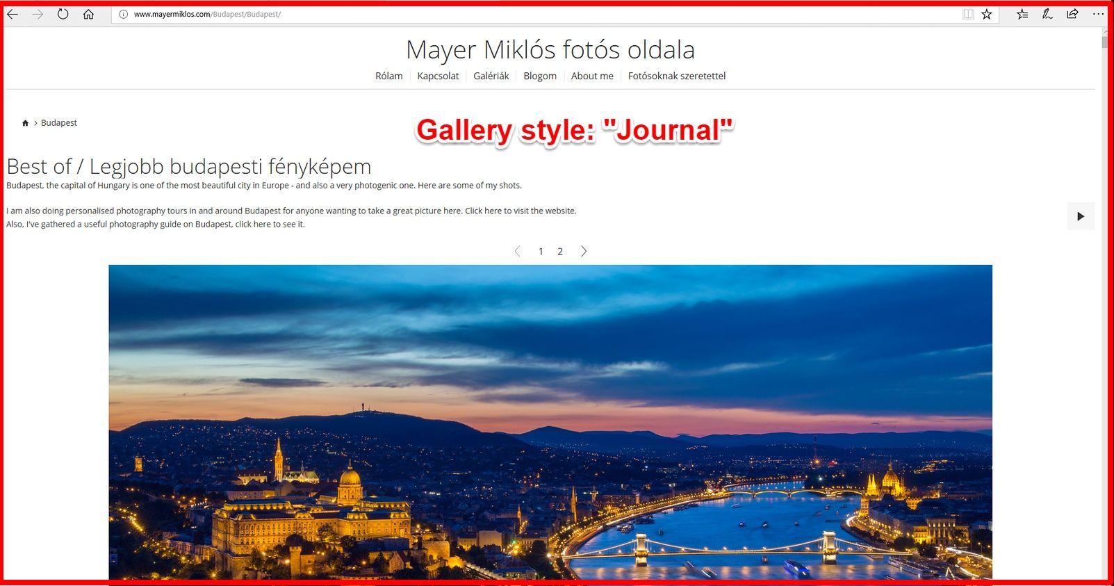 Smugmug journal gallery view