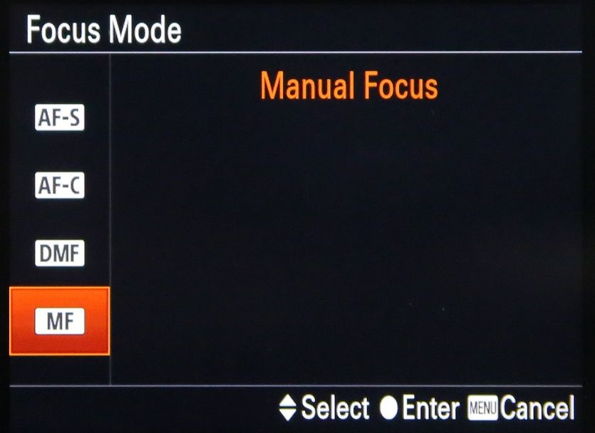 Manual focus on Sonys