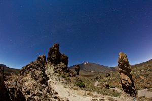 Moonlit Teide on Tenerife with winter Milky Way