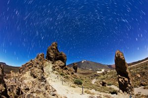 Moonlit Teide on Tenerife with winter Milky Way 9 minutes