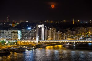 Moonrise over Budapest Elisabeth Bridge