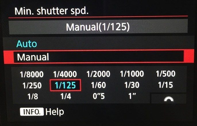 canon auto iso minimum shutter speed more options