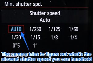minimum shutter speed set to AUTO on canon 6d
