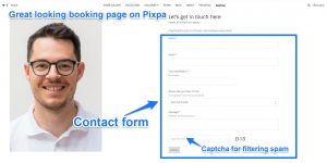 Great looking contact form on Pixpa