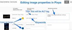 editing image properties for SEO
