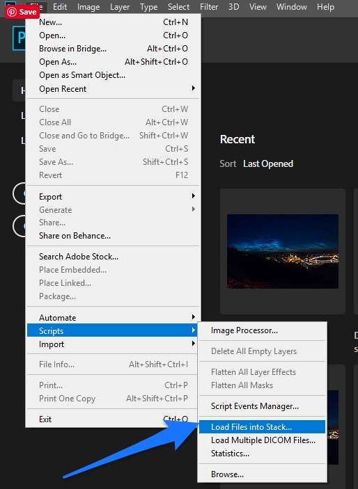 Photoshop load files into stack