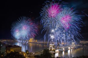 budapest fireworks st stephen day chain bridge