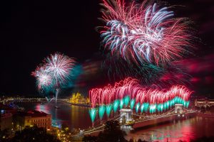 budapest fireworks st stephen day chain bridge national