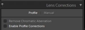 lightroom lens profile correction off
