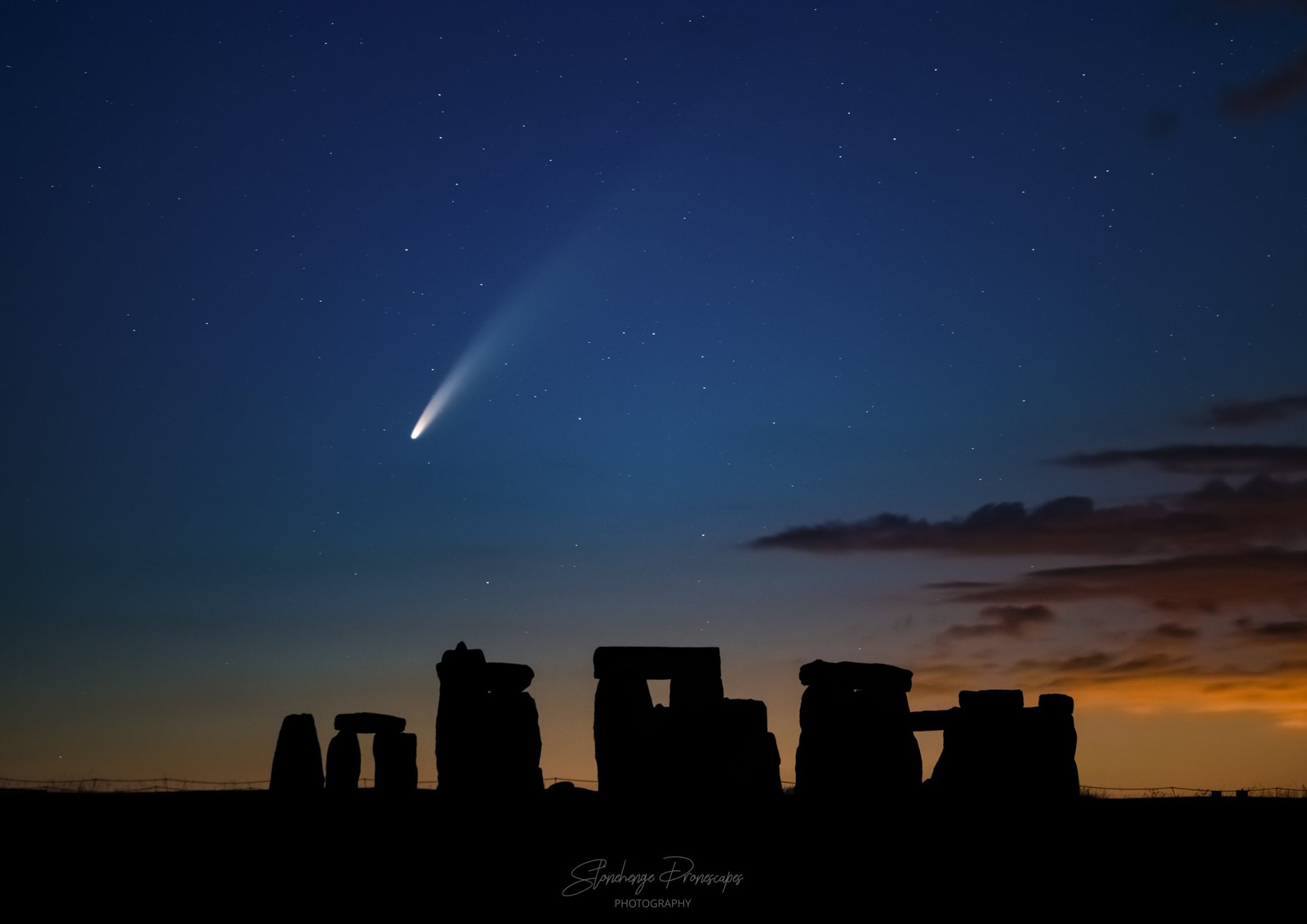 comet NEOWISE over Stonehenge
