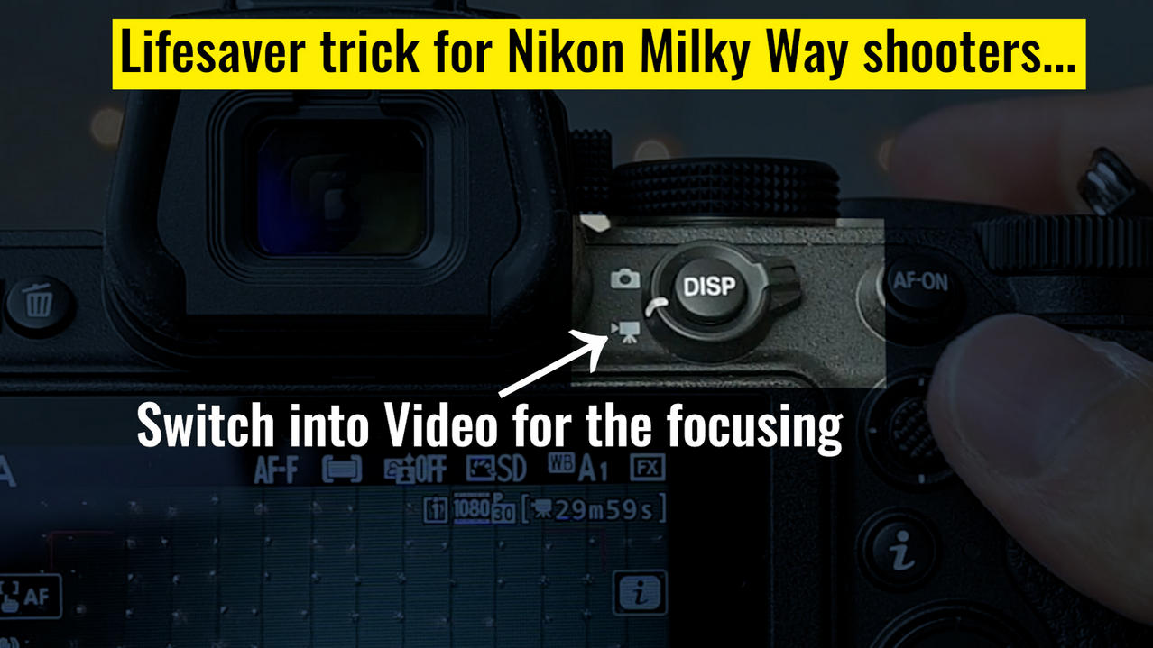 nikon night focusing switch into video mode for less noise
