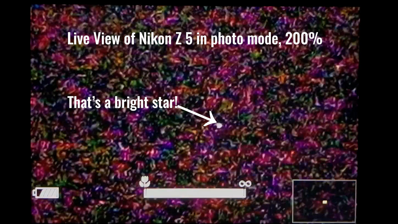 nikon z5 noisy live view at night in photo mode