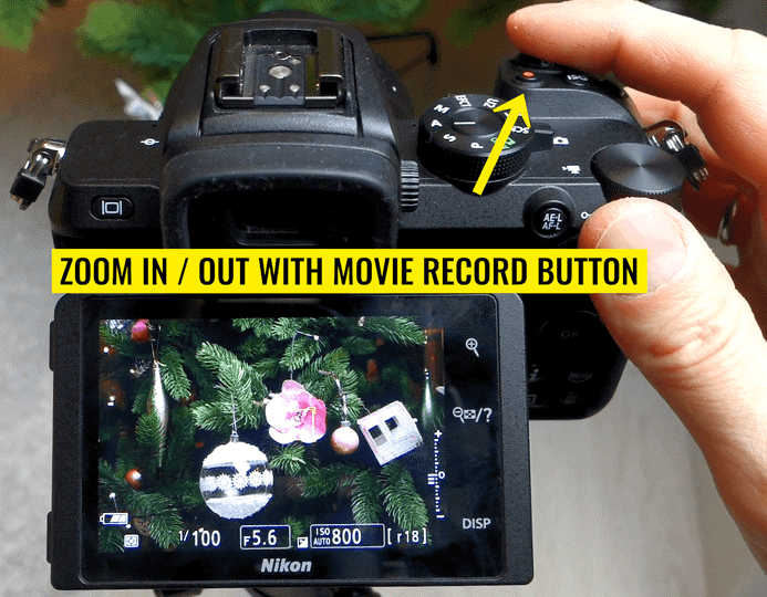 nikon z50 movie record button zoom in out